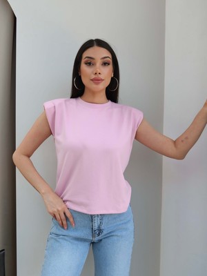 Esra Helvacı Sıfır Kol Vatkalı Basic Tshirt