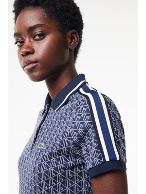 Lacoste Slim Fit Polo T-Shirt Kadın Polo Yaka Tişört Lacivert