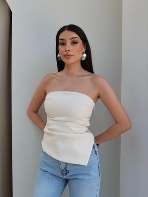 Esra Helvacı Straplez Asimetrik Bluz