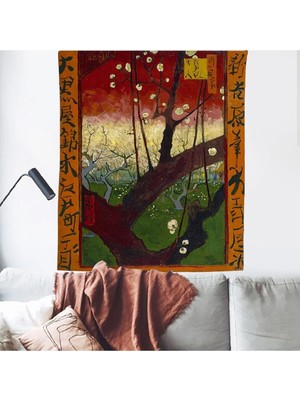 Greendecor Van Gogh Çiçekli Erik Bahçesi Ünlü Eser Duvar Örtüsü Duavar Sanatı Dekorasyonu Ünlü Tablo