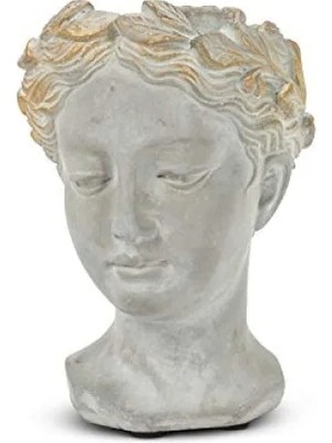 Gri/altın Kadın Baş Saksı, 16.5 cm