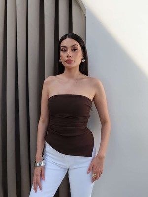 Esra Helvacı Straplez Asimetrik Bluz