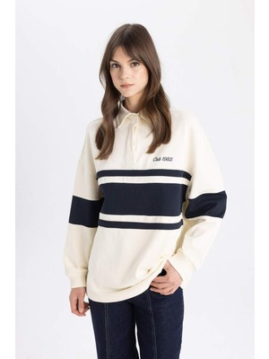 STANDART Regular Fit Polo Yaka Baskılı Uzun Kollu Tesettür Sweatshirt Tunik C3850AX24SP