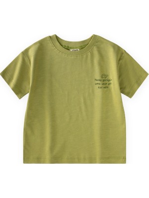 Cigit Slogan Baskılı T-Shirt 2-10 Yaş Lime