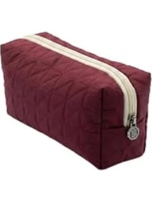 Lüks Bordo Kapitone Desenli Makyaj ve Kozmetik Çantası - 20X10X8 cm