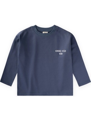 Cigit Sloganlı Uzun Kollu T-Shirt 2-10 Yaş Indigo Mavi