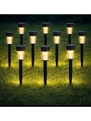 10 Adet Güneş Enerjili LED Bahçe Aydınlatması, Otomatik Fotoselli