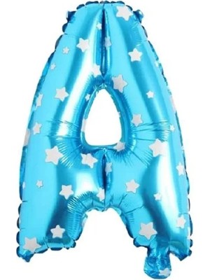 16 Inç Mavi Yıldızlı Renk Folyo Balon (36 Cm)