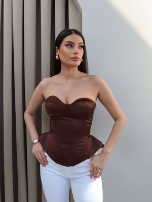Esra Helvacı Straplez Saten Büstiyer