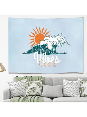 Greendecor Deniz Dalga Good Vibes Duvar Örtüsü Duvar Halısı Duvar Sanatı Duvar Dekorasyonu Dekoratif Tapestry