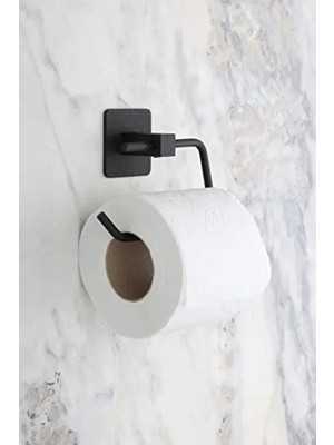 Yapışkanlı Kare Tuvalet Kağıtlığı, Wc Kağıdı Askısı, Siyah