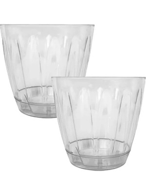 2 Adet Şeffaf Plastik Orkide Saksısı Seti - 1,5 Lt Hacim