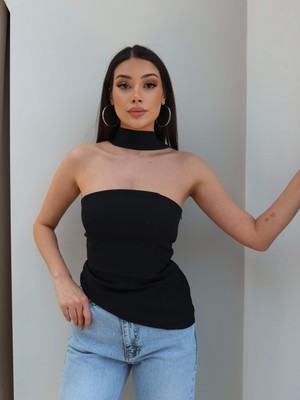 Esra Helvacı Straplez Fularlı Bluz