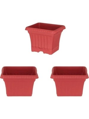 3'lü Mercan Kırmızı Balkon Saksı Seti (2.2 Litre)