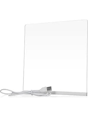 LED Işıklı Akrilik Yazı Tahtası - 20X20 Cm, USB Bağlantılı ve 7 Renkli Kalem