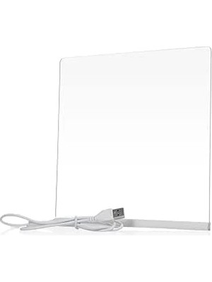 LED Işıklı Akrilik Yazı Tahtası - 20X20 Cm, 7 Renkli Kalem ile