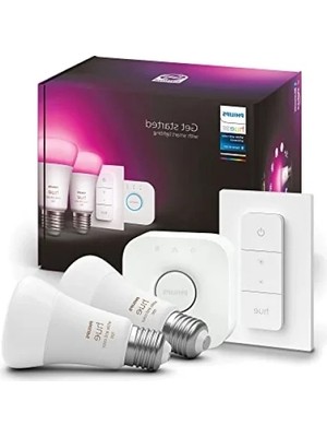 Akıllı Aydınlatma Başlangıç Seti, 2'li E27 Ampul, Köprü ve Dimmer, Beyaz ve Renkli