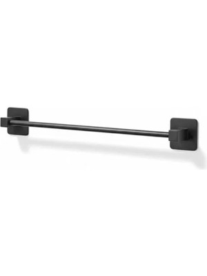 Duvara Monte Yapışkanlı Metal Havluluk, Mat Siyah 42 cm