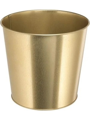 19 cm Gold Renk Galvanizli Çelik Çiçek Saksısı, Dayanıklı Tasarım