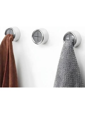 Kendinden Yapışkanlı Modern Duvar Havlu Askısı | 2'li Set | Siyah-Gri