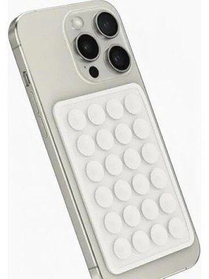 Silikon Vakumlu Pratik Telefon Tutucu - Tüm Modeller Için Uygun, Kolay Kullanım (Beyaz)