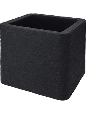 39 cm Geniş Plastik Kare Saksı - Taş Etkisi