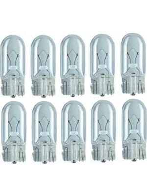 12V 5W W5W T10 Dipsiz Ampul, 10 Adet Paket