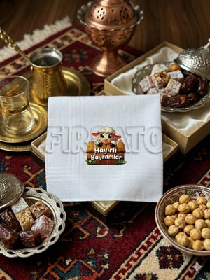 Fırsato Bayram Mendili Hayırlı Bayramlar Kuzu Baskılı | Kuzu | 10 Adet | Hediyelik | Mendil 28X28CM, %100 Pamuk |