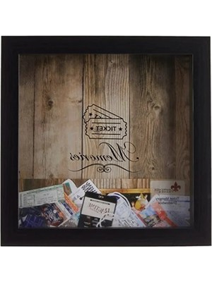 Gölge Kutusu, 25,4 x 25,4 Cm, Siyah, Bilet ve Hatıra Saklama