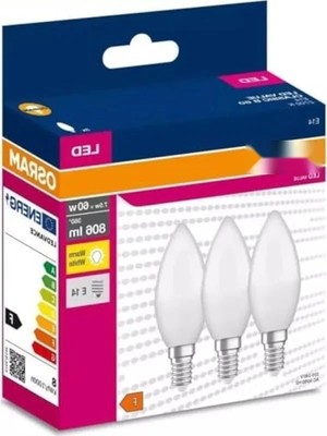 3'lü E14 Duy Sarı Işık LED Mum Ampul - 7,5W