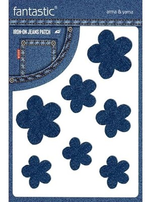 Ala Store Ütü ile Yapışan Kot Patch Kot Yaması, Denim Jeans Onarım & Dekoratif Amaçlı Çiçek (Koyu Mavi)
