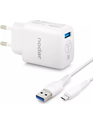 Ala Store Nodar 18W Charge 3.0 (Qc) Micro USB Hızlı Şarj Seti - 3.4A USB To Micro USB Kablolu Adaptör,,, ve Bluetooth Aksesuarlar ile Uyumlu, Parlak Beyaz