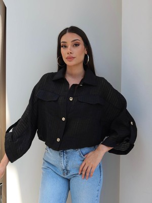 Esra Helvacı Transparan Simli Bomber Ceket