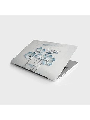Ala Store Laptop Notebook Pc Kaplama Etiketi Turkuaz Çiçekler