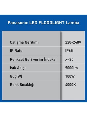 Ala Store LED Projektör, Gün Işığı 100W 9000LM 4000K
