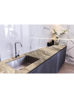 Ala Store Tezgah Üstü Kaplama Folyosu Mutfak Tezgahı Kaplama Parlak Taş Mermer 70 cm x 5 Metre