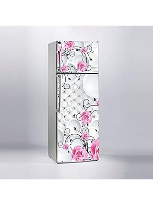 Ala Store Buzdolabı Kaplama Dolap Kaplama Etiketi 3D Pembe Gül