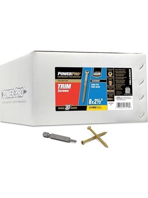 Ala Store Power Pro 967886 Vidaları, 8 x 2-1/2 Inç, Çok Amaçlı Ahşap, Güverte, Kompozit ve Dış Vidaları, Pasa Dayanıklı, Bronz, 2500 Adet Kutu