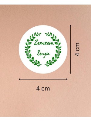 Ala Store Yeşil Renkli Zemzem Suyu Etiketi Hediye Kabe Mekke Medine Yuvarlak Mat Çıkartma 4 cm 40 Adet