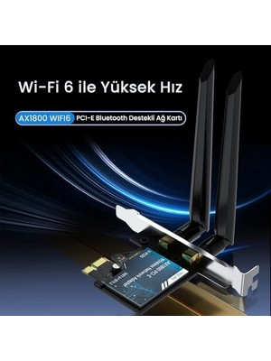 Ala Store AX1800 Wi-Fi 6 Alıcı ve Bluetooth 5.2 Adaptör 5db Dual Anten Pcıe Wifi Ağ Kartı