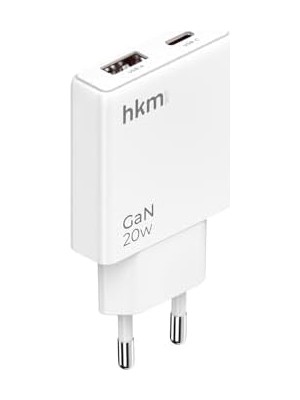 Ala Store Extra Slım Gan 20W Usb-A ve Type-C Çift Portlu Hızlı Şarj Aleti, Ultra Ince Güç Adaptörü, Beyaz