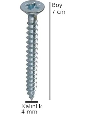 Ala Store Sunta Ahşap Ağaç Tahta Vidası Yıldız Uçlu Vida 30 Adet Boy 7 cm Kalınlık 4 mm