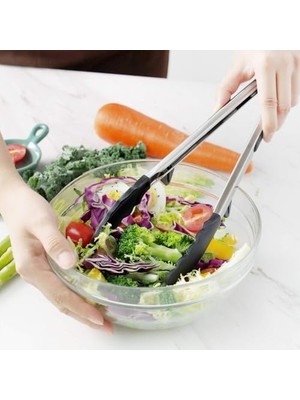 Ala Store Paslanmaz Gövdeli Silikon Uçlu Yemek Pişirme Maşası (NKS144)