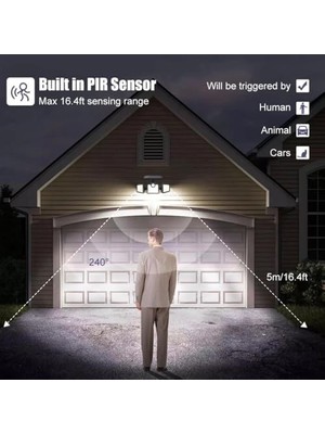 Ala Store Güneş Enerjili Hareket Sensörlü, 3 Taraflı 171 Cob LED AYDINLATMA/GT-SL15