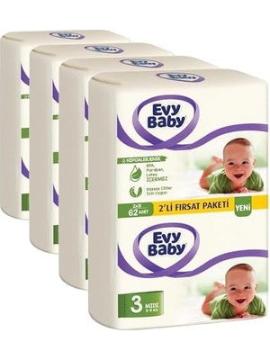 Ala Store Evy Baby Bezi Midi 8'li Paket 3 Beden 62 Adet