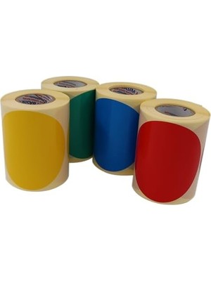Ala Store Kuşe Daire Renk Baskılı Çap Etiketi 75MM Daire Ölçülerinde Yuvarlak Çıkartma Ruloda 300 Adet Kendinden Yapışkanlı Rulo Etiketi Barkod Yazıcılar ile Uyumlu 40MM (Mavi)