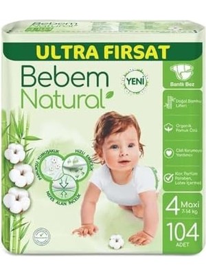 Ala Store Bebem Natural 4 Numara Maxi 104 Adet Bebek Bezi