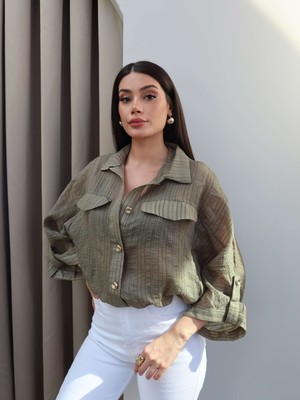 Esra Helvacı Transparan Simli Bomber Ceket