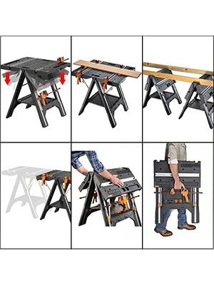 Ala Store Worx WX051 Çok Fonksiyonlu Katlanabilir Çalışma Tezgâhı + 2 Adet Tetik Işkence