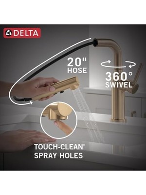 Ala Store Musluk Daneri Pull-Out Mutfak Bataryası, Pull-Out Püskürtücülü Altın Mutfak Bataryaları, Mutfak Lavabo Bataryası, Manyetik Yerleştirme ile Mutfak Lavabo Bataryası, Şampanya Bronz 16879-CZ-DST